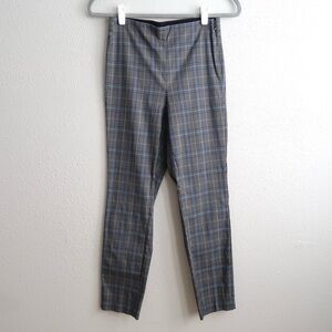 rag & bone Women’s Blue and Gray Plaid Straight Leg Trousers